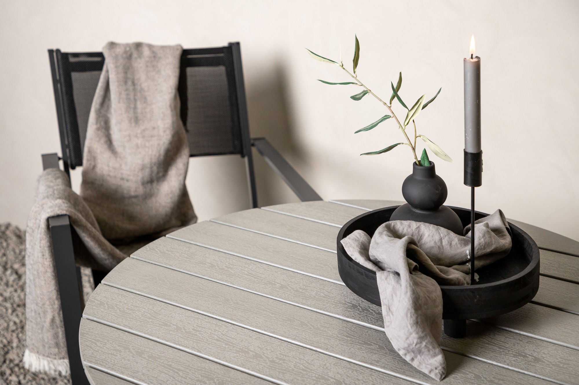 Venture Home Break - spisebord rund- White / Grey - Alu / Aintwood - 90ø