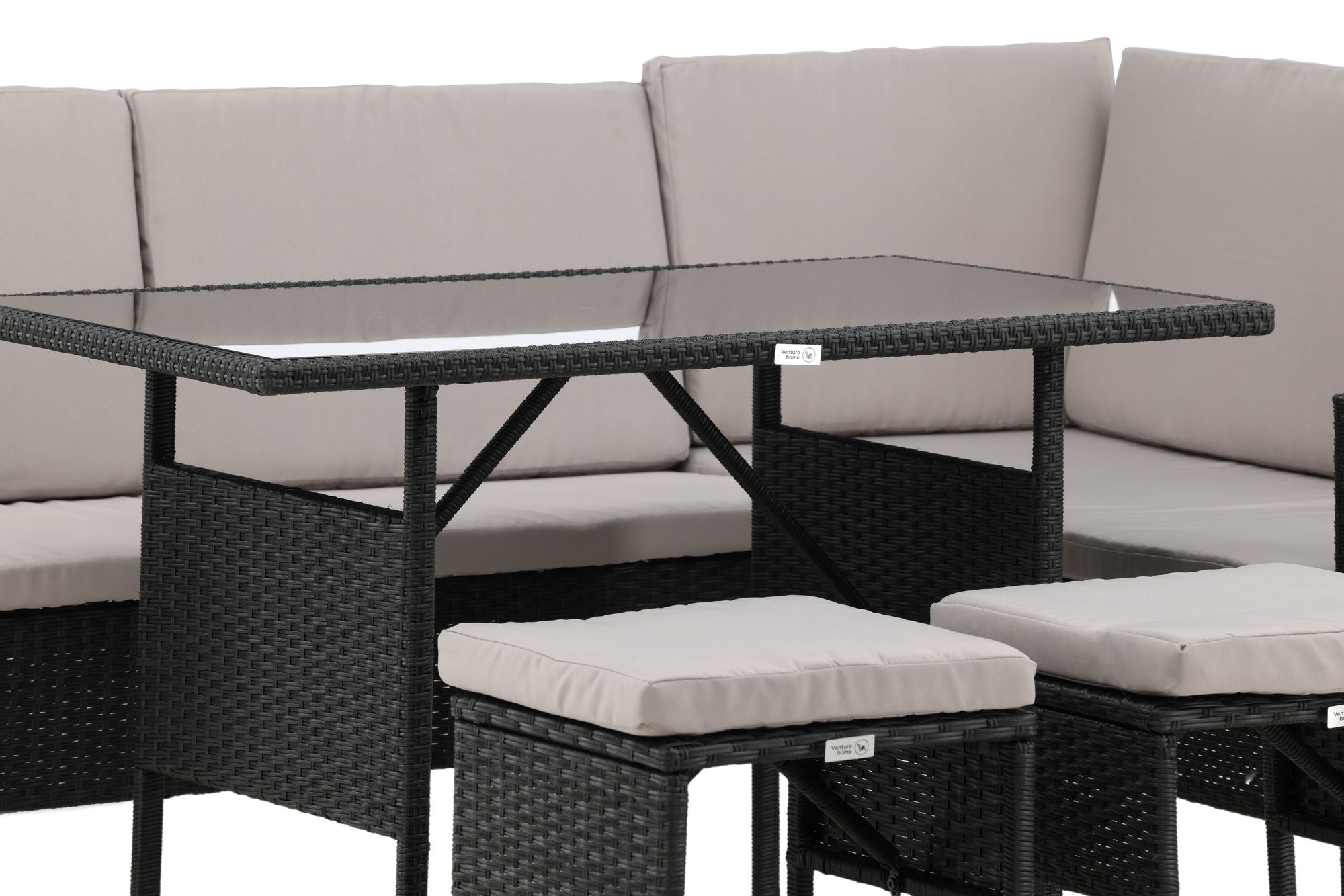 Venture Home Knock - hjørne Sofa- Black/Grey - Wicker -