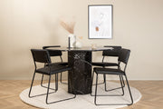 Venture Home Marbs rund spisebord - Black / Black Glass Marble+Kenth stol - Black / Black PU_4