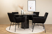 Venture Home Marbs rund spisebord - Black / Black Glass Marble+Petra stol - Black / Black Velvet_4