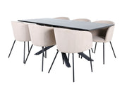 Venture Home Piazza spisebord - Black / Black Veneer+Berit stol - Black / Beige Fabric (Polyester linen )_6