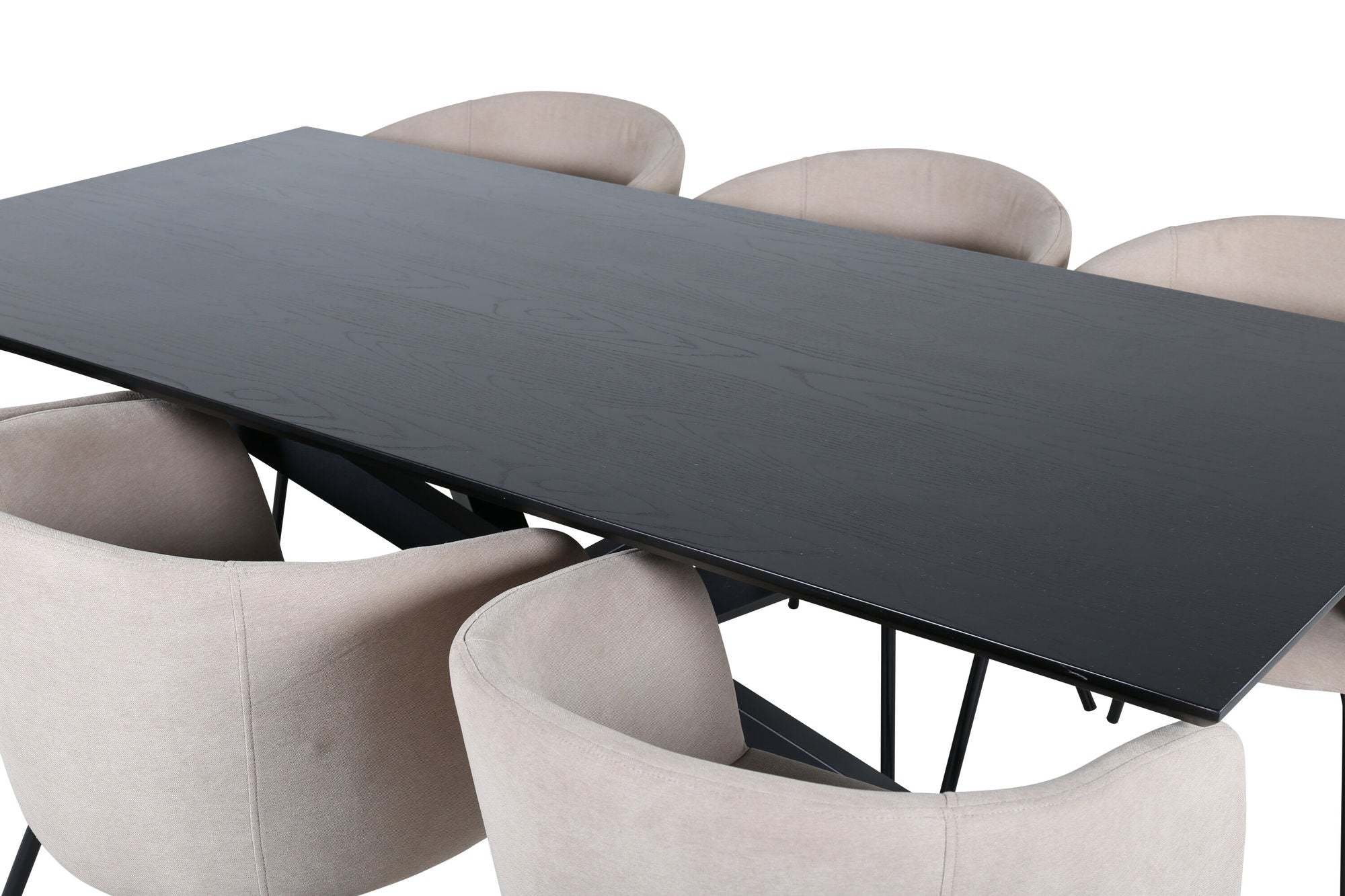 Venture Home Piazza spisebord - Black / Black Veneer+Berit stol - Black / Beige Fabric (Polyester linen )_6