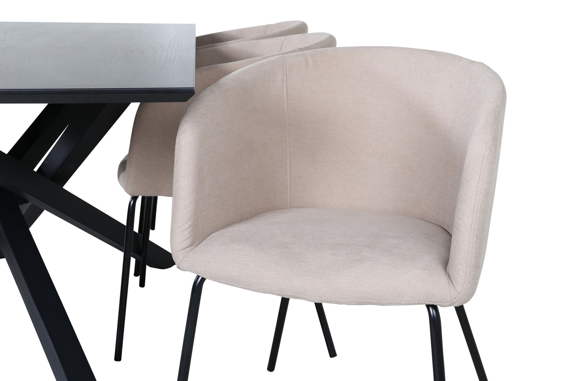 Venture Home Piazza spisebord - Black / Black Veneer+Berit stol - Black / Beige Fabric (Polyester linen )_6