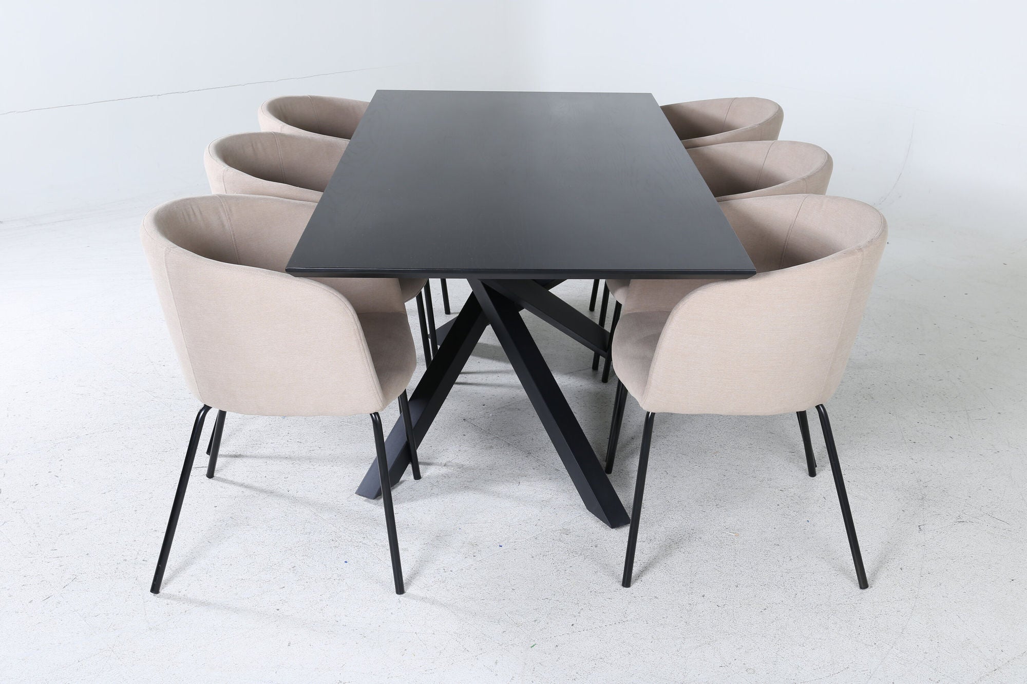 Venture Home Piazza spisebord - Black / Black Veneer+Berit stol - Black / Beige Fabric (Polyester linen )_6