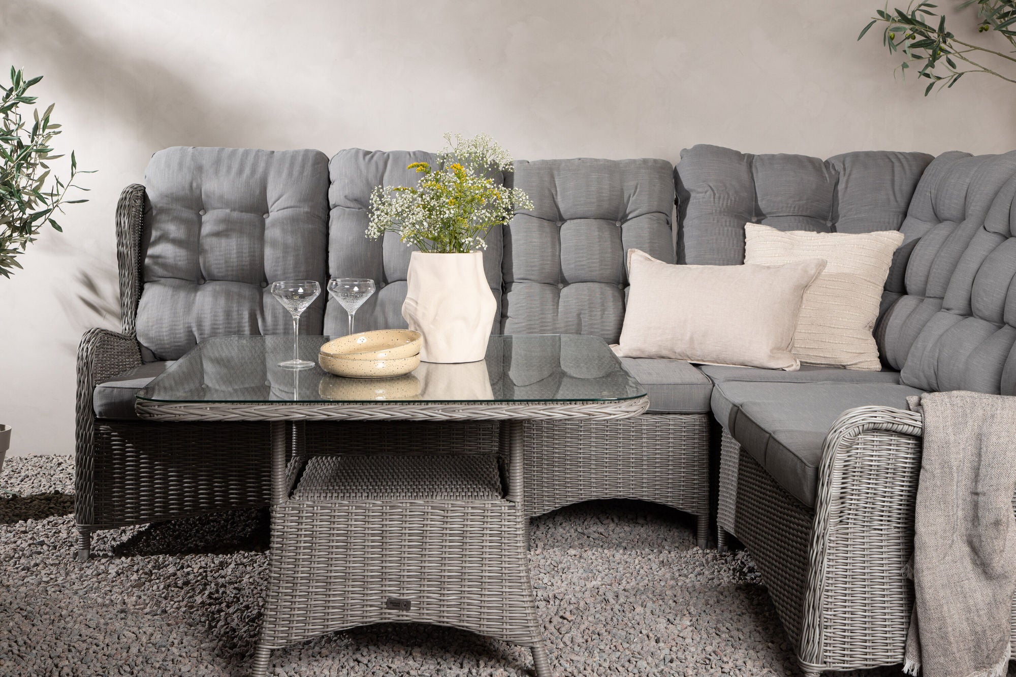 Venture Home Washington hjørne Sofa - Grey / Grey cushions