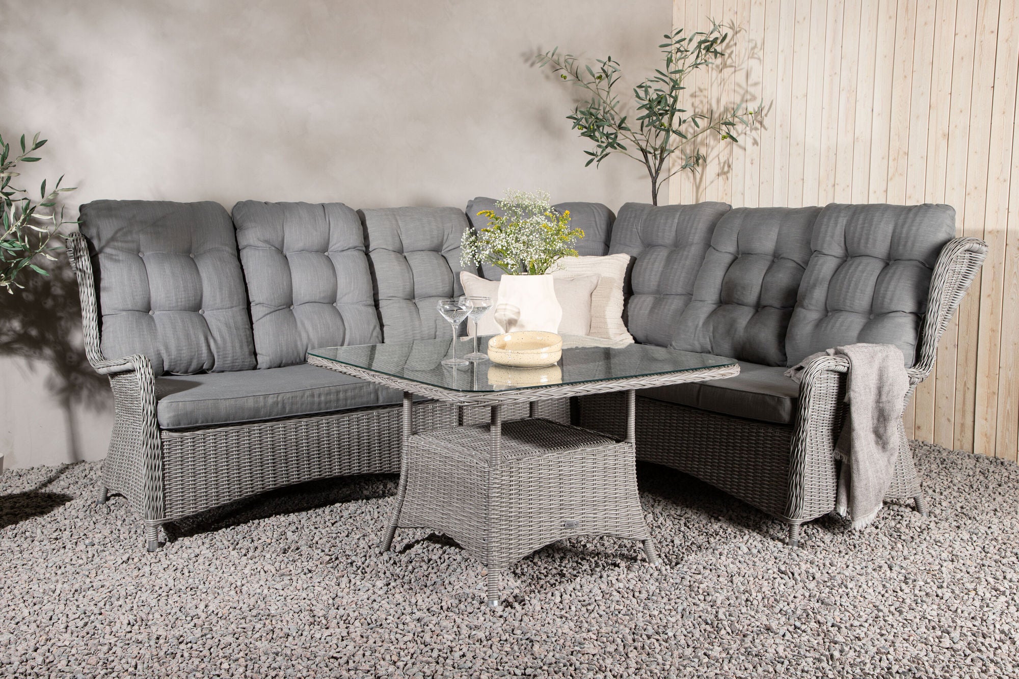 Venture Home Washington hjørne Sofa - Grey / Grey cushions