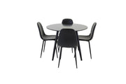 Venture Home Plaza Runt Matbord - Svart / Svart - ø100*H75 +Polar Spisebordsstol Black PU _4
