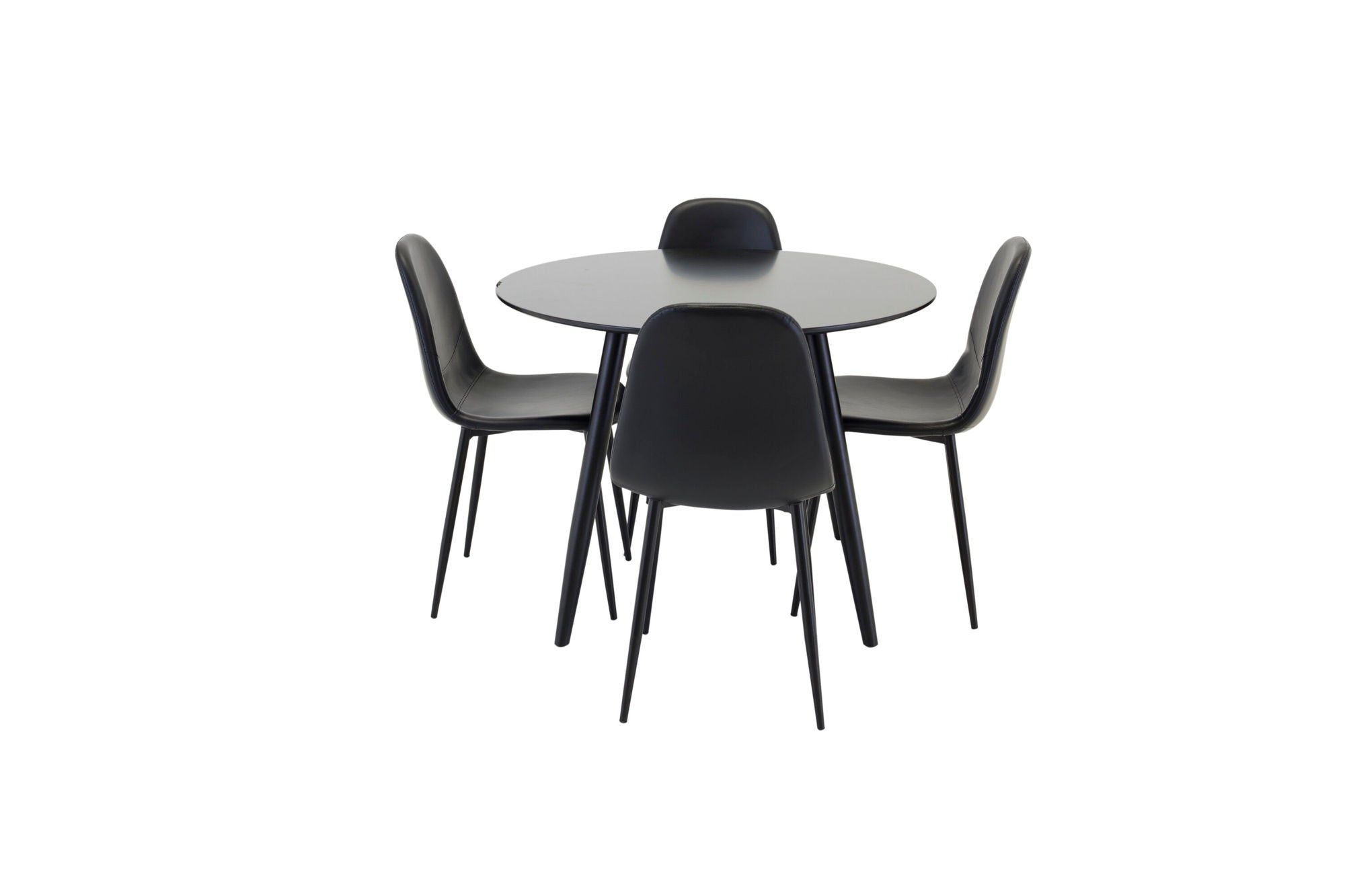 Venture Home Plaza Runt Matbord - Svart / Svart - ø100*H75 +Polar Spisebordsstol Black PU _4