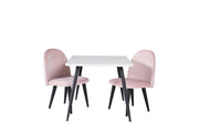 Venture Home Polar spisebord 80*60 XXS - White / Black +Velvet Spisebordsstol XXS - Pink Velvet _2