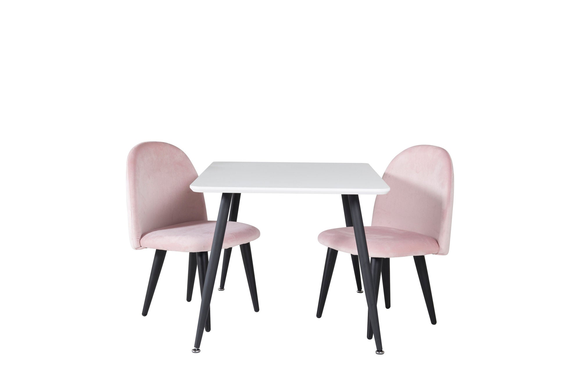 Venture Home Polar spisebord 80*60 XXS - White / Black +Velvet Spisebordsstol XXS - Pink Velvet _2