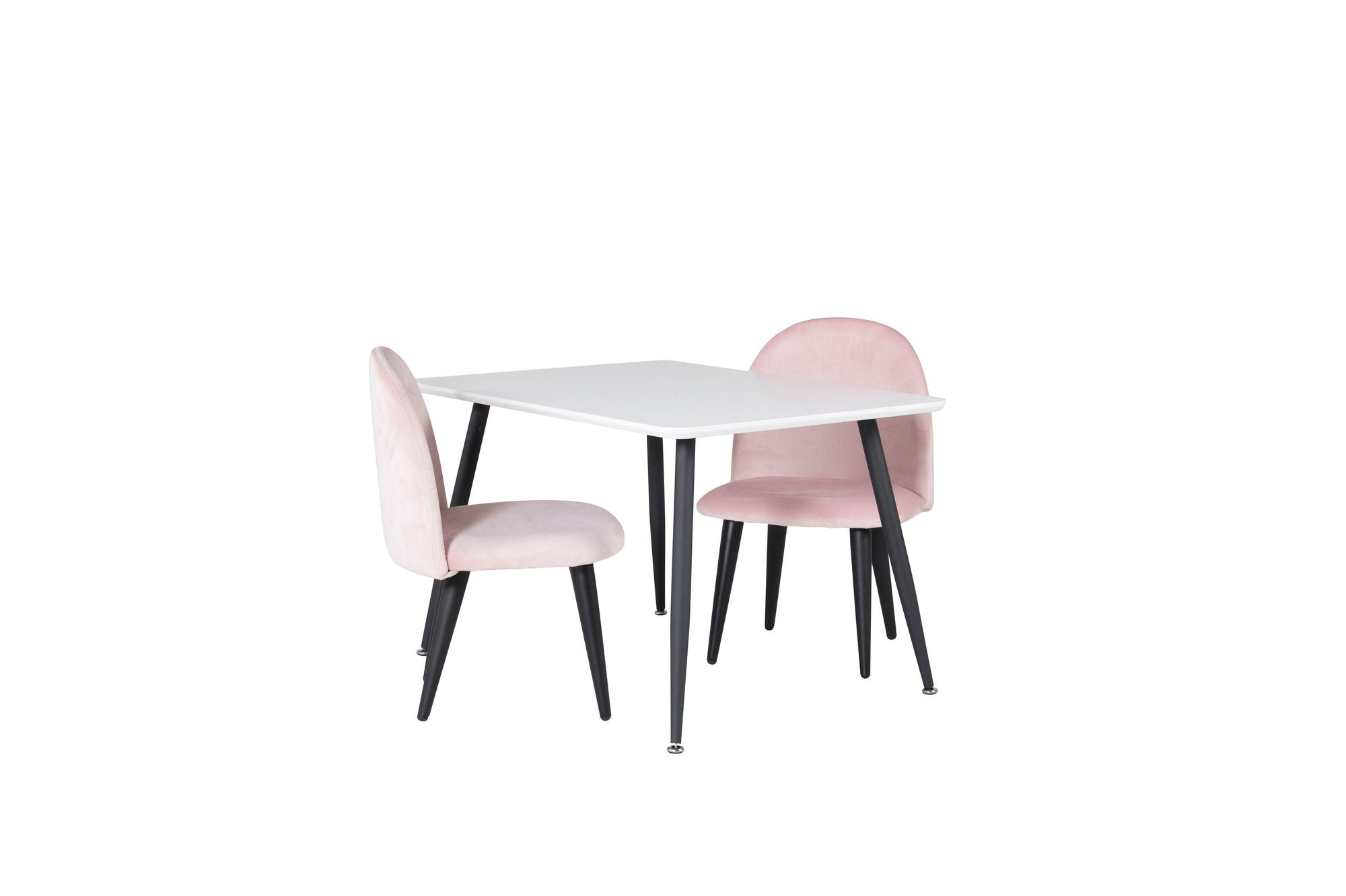 Venture Home Polar spisebord 80*60 XXS - White / Black +Velvet Spisebordsstol XXS - Pink Velvet _2