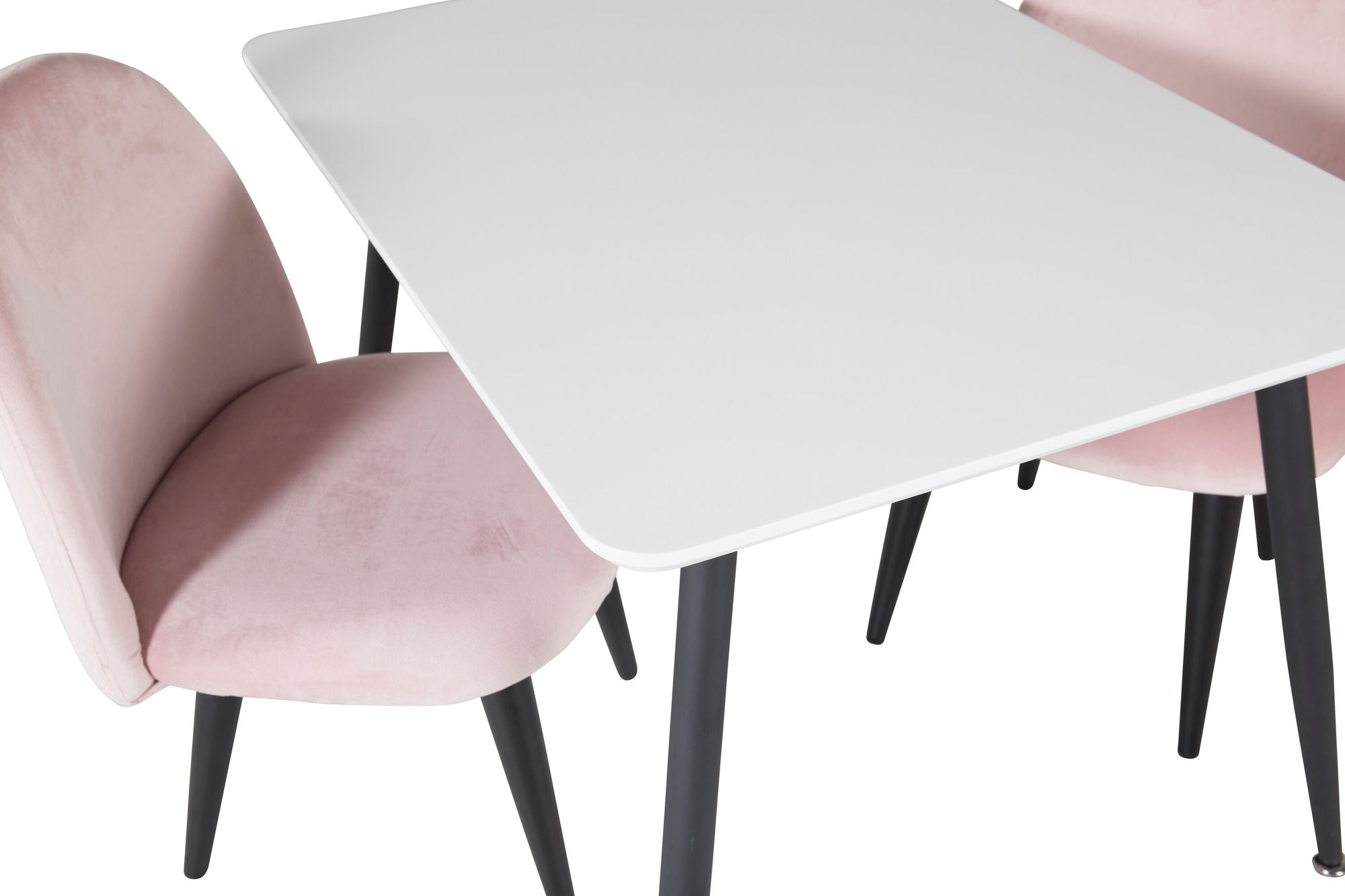 Venture Home Polar spisebord 80*60 XXS - White / Black +Velvet Spisebordsstol XXS - Pink Velvet _2