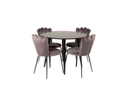 Venture Home Plaza Runt Matbord - Svart / Svart - ø100*H75 +Limhamn stol - Grey _4