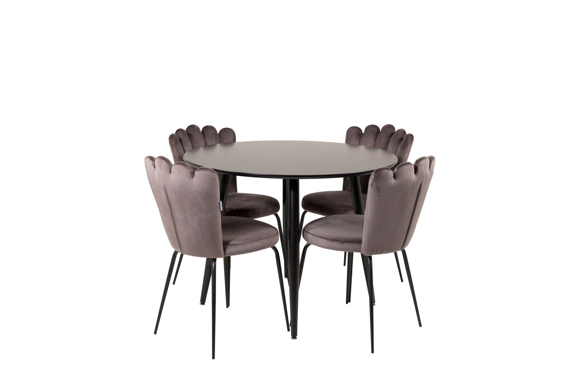 Venture Home Plaza Runt Matbord - Svart / Svart - ø100*H75 +Limhamn stol - Grey _4