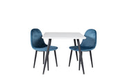 Venture Home Polar spisebord 80*60 XXS - White / Black +Polar dining stol XXS - Blue Velvet _2