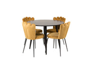 Venture Home Plaza Runt Matbord - Svart / Svart - ø100*H75 +Limhamn stol - Yellow _4