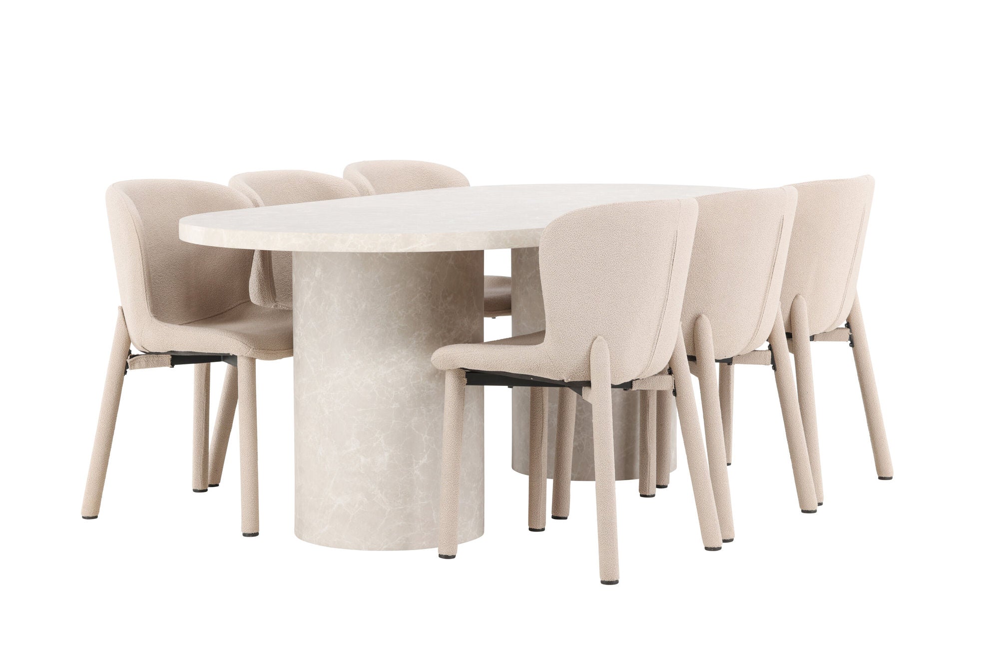 Venture Home Narvik bord - Beige with 6 Astoria stol - Beige