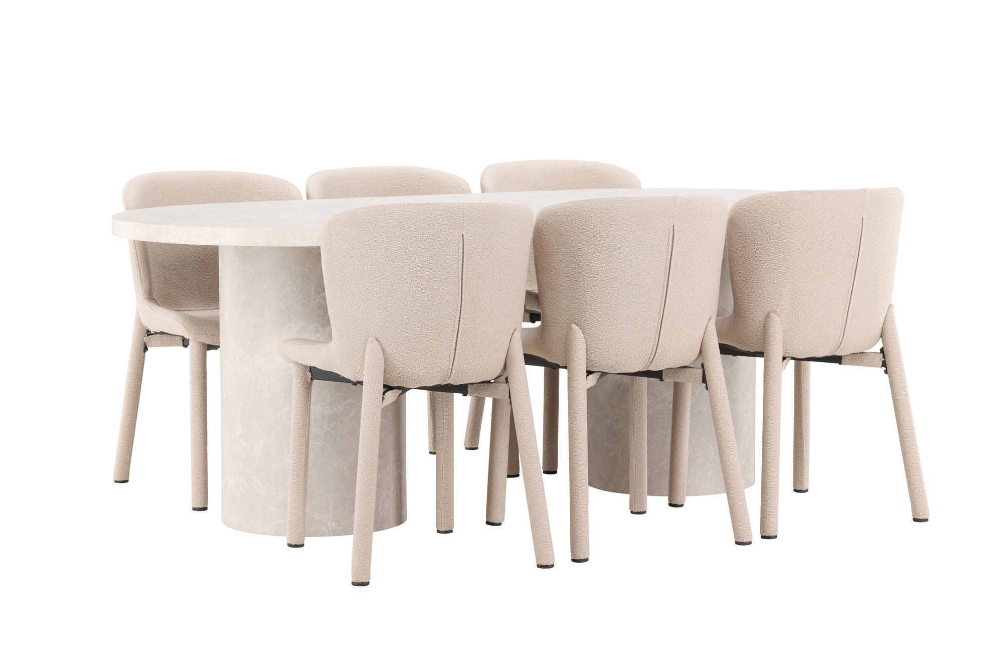 Venture Home Narvik bord - Beige with 6 Astoria stol - Beige