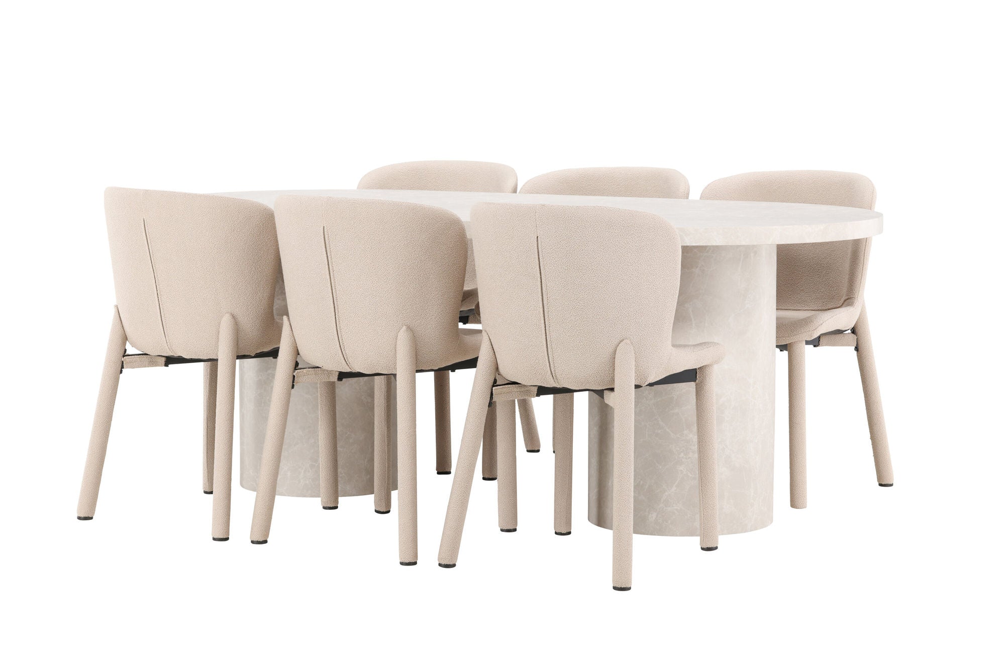 Venture Home Narvik bord - Beige with 6 Astoria stol - Beige