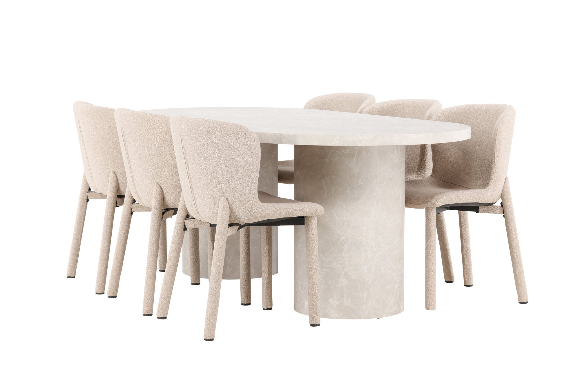 Venture Home Narvik bord - Beige with 6 Astoria stol - Beige