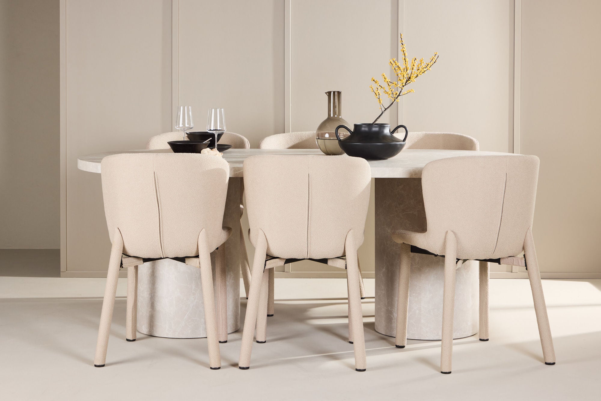 Venture Home Narvik bord - Beige with 6 Astoria stol - Beige