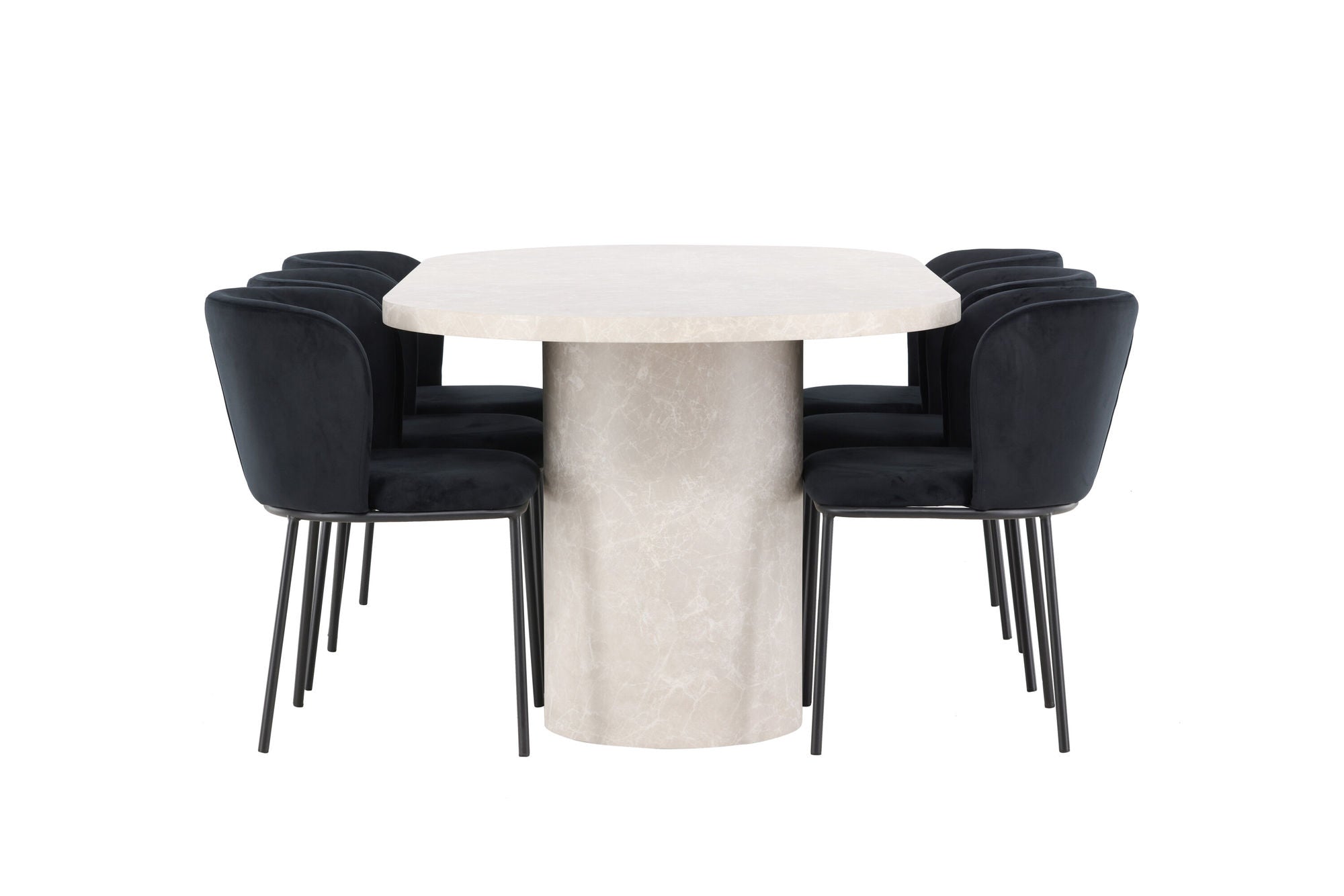 Venture Home Narvik bord - Beige with 6 Edina stol - Black
