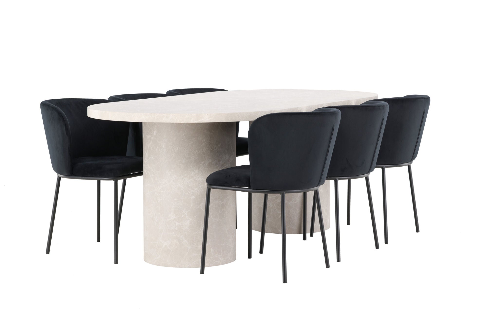Venture Home Narvik bord - Beige with 6 Edina stol - Black