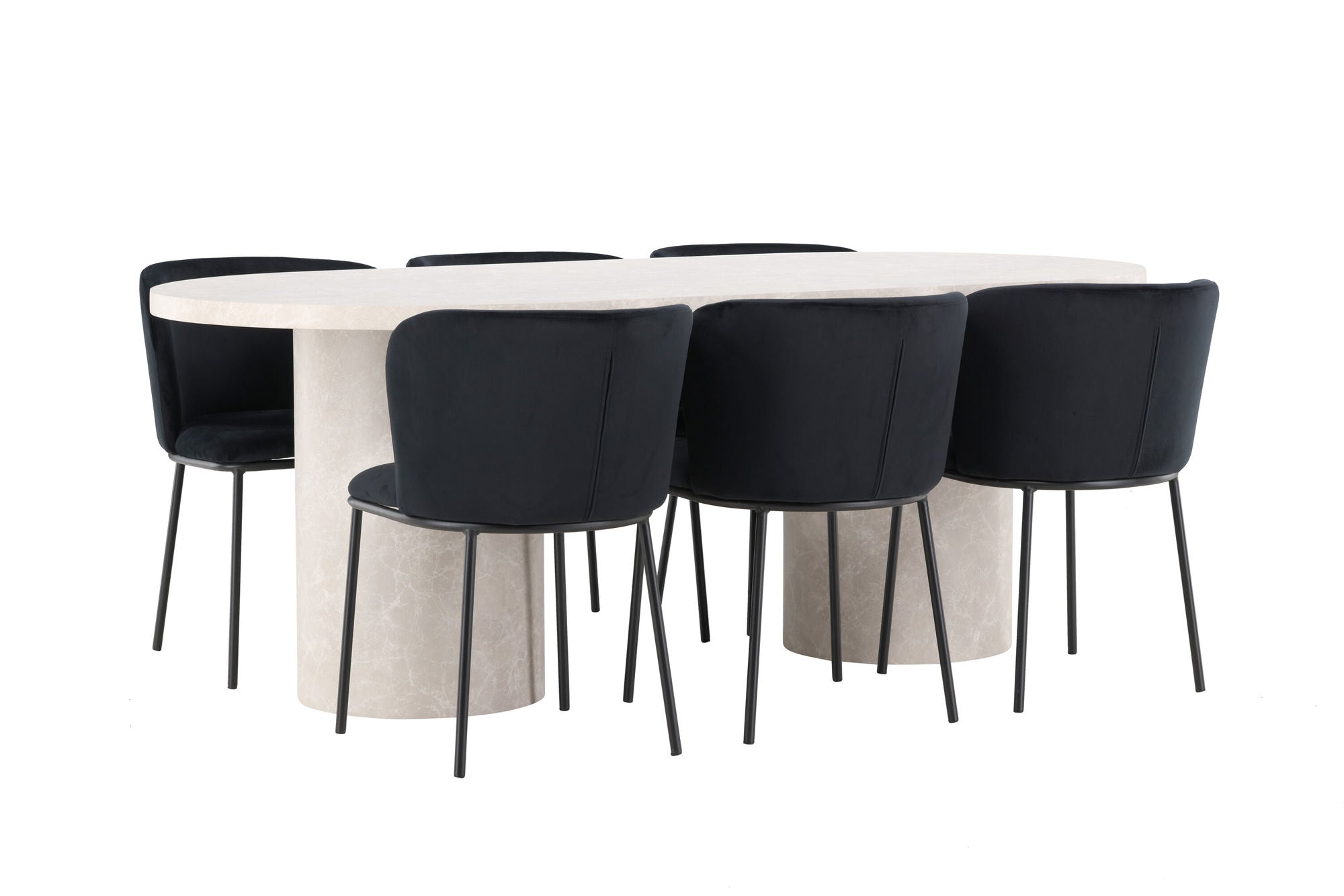 Venture Home Narvik bord - Beige with 6 Edina stol - Black