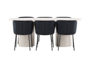 Venture Home Narvik bord - Beige with 6 Edina stol - Black