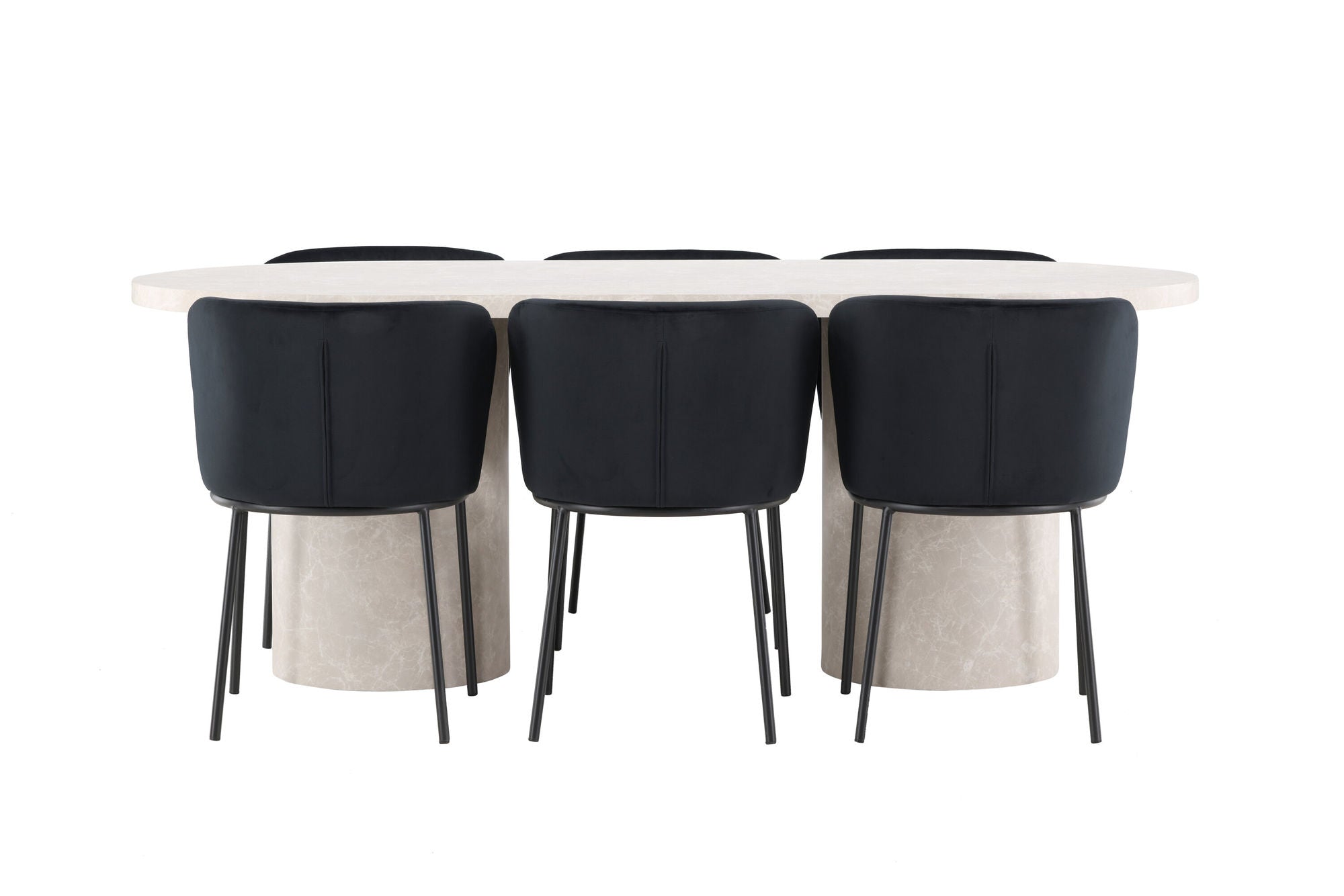 Venture Home Narvik bord - Beige with 6 Edina stol - Black