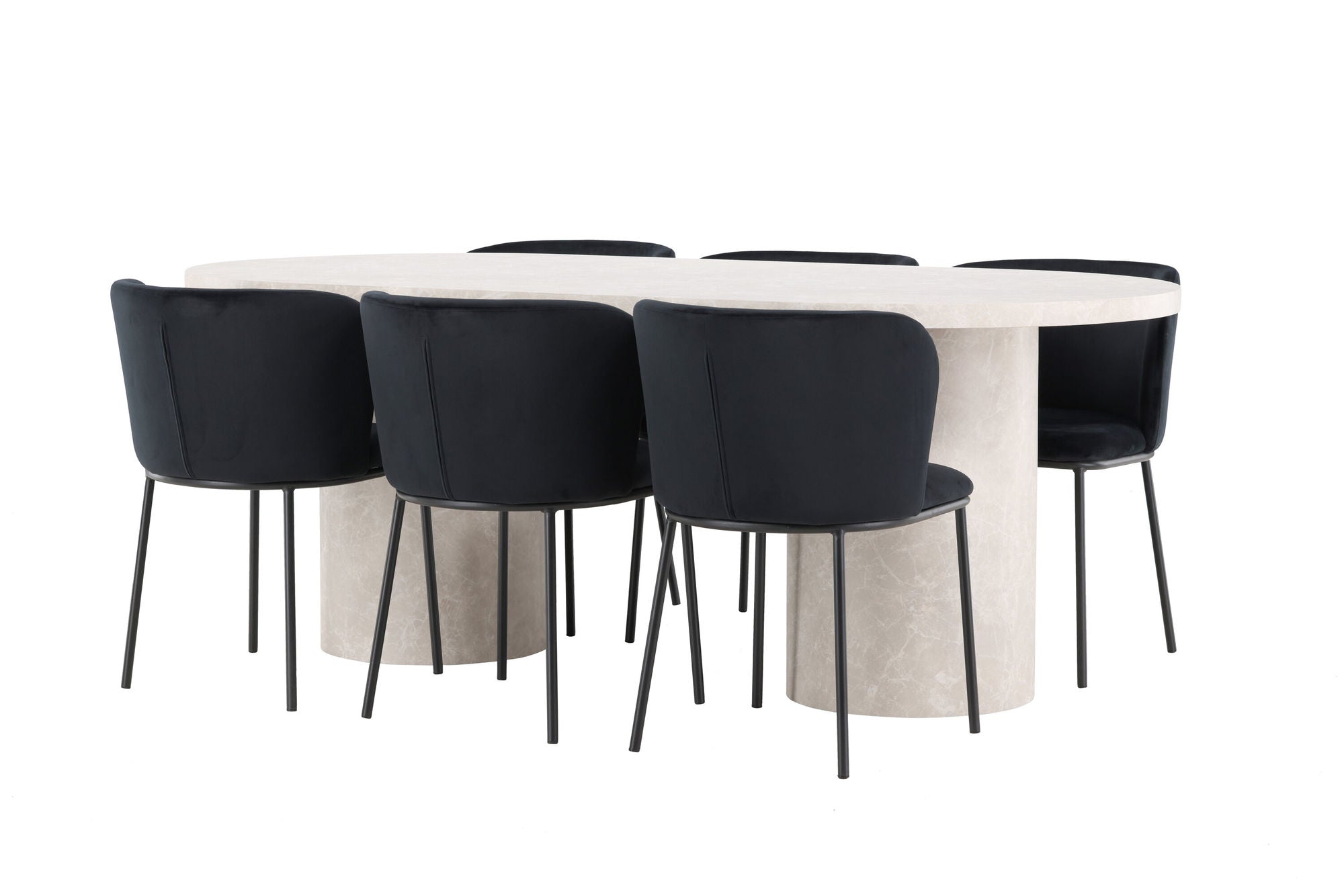 Venture Home Narvik bord - Beige with 6 Edina stol - Black