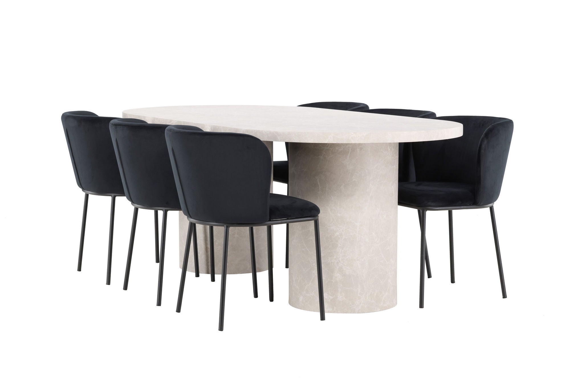 Venture Home Narvik bord - Beige with 6 Edina stol - Black