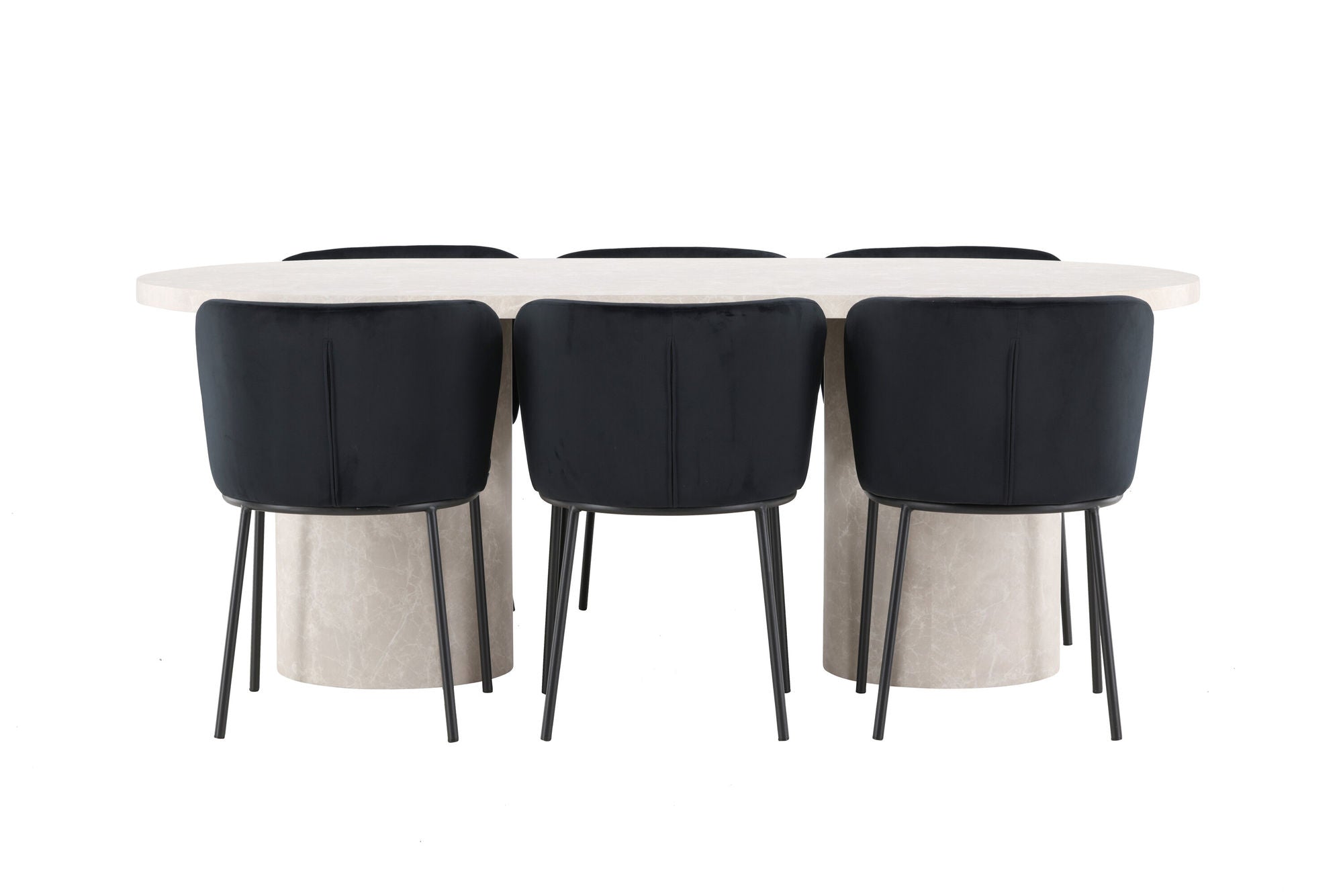 Venture Home Narvik bord - Beige with 6 Edina stol - Black