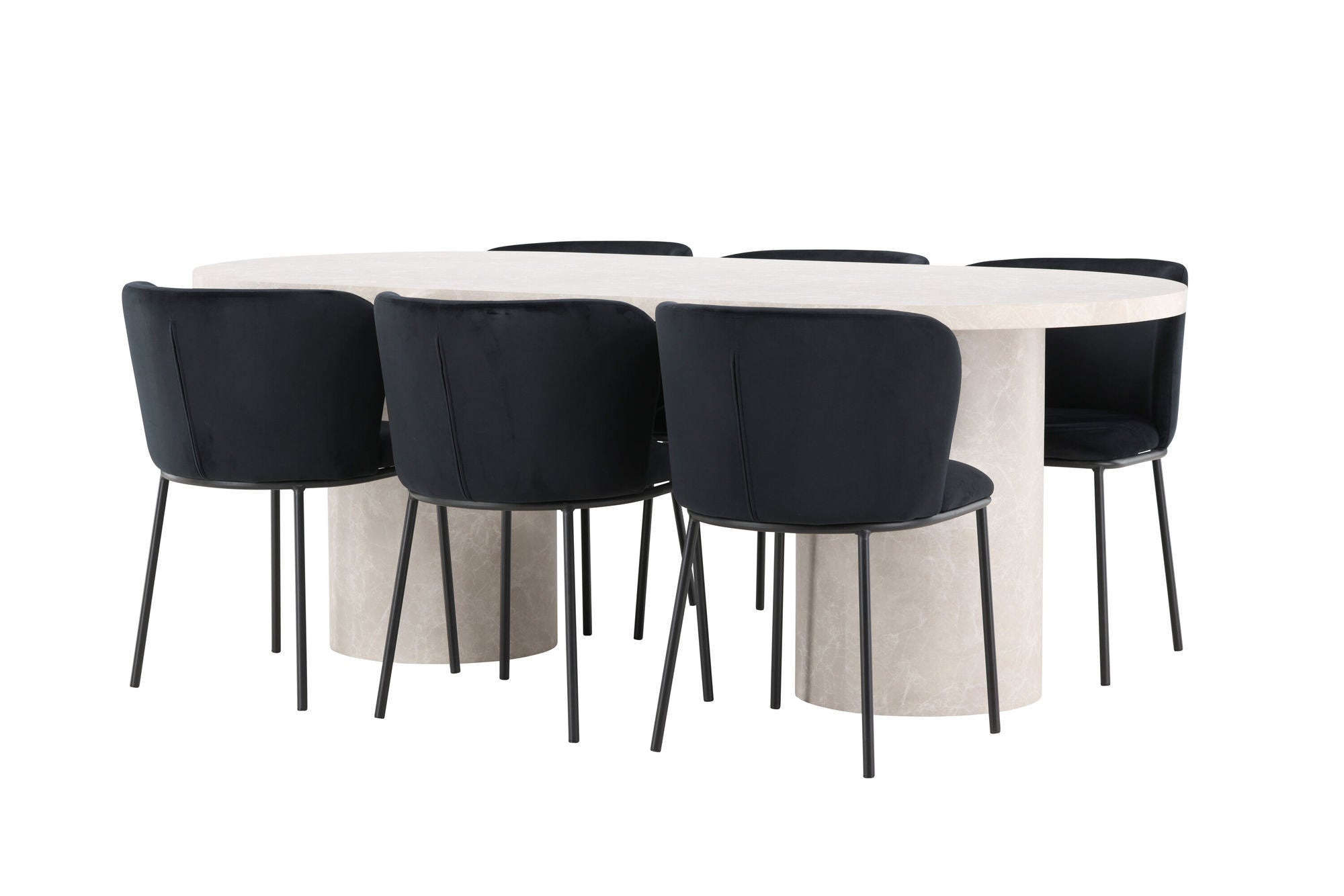 Venture Home Narvik bord - Beige with 6 Edina stol - Black