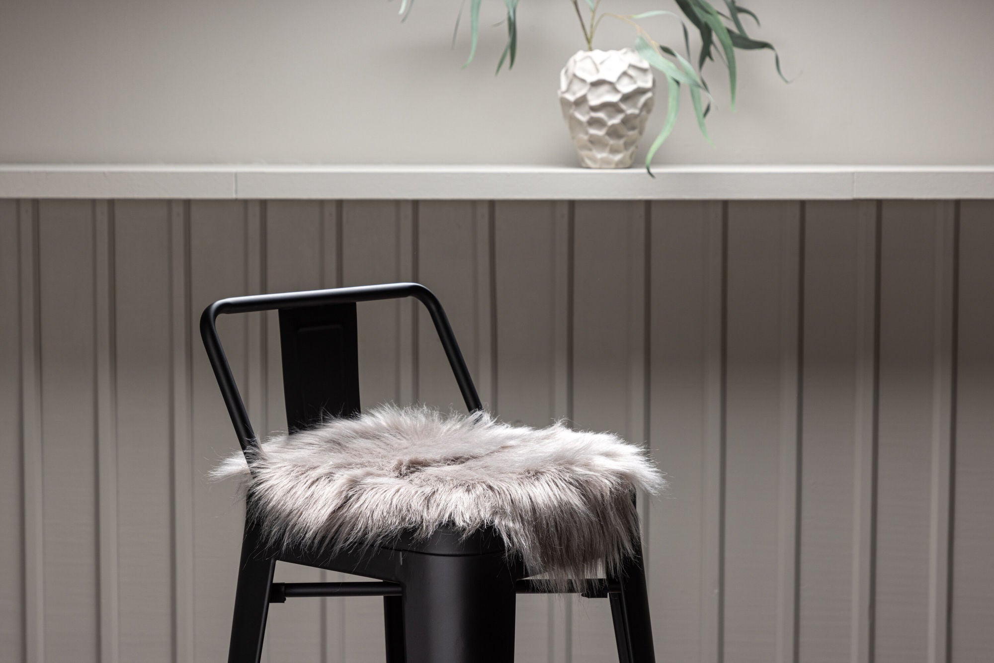 Venture Home Katy Polyester Fake Fur - 34*34- -rund-Grey