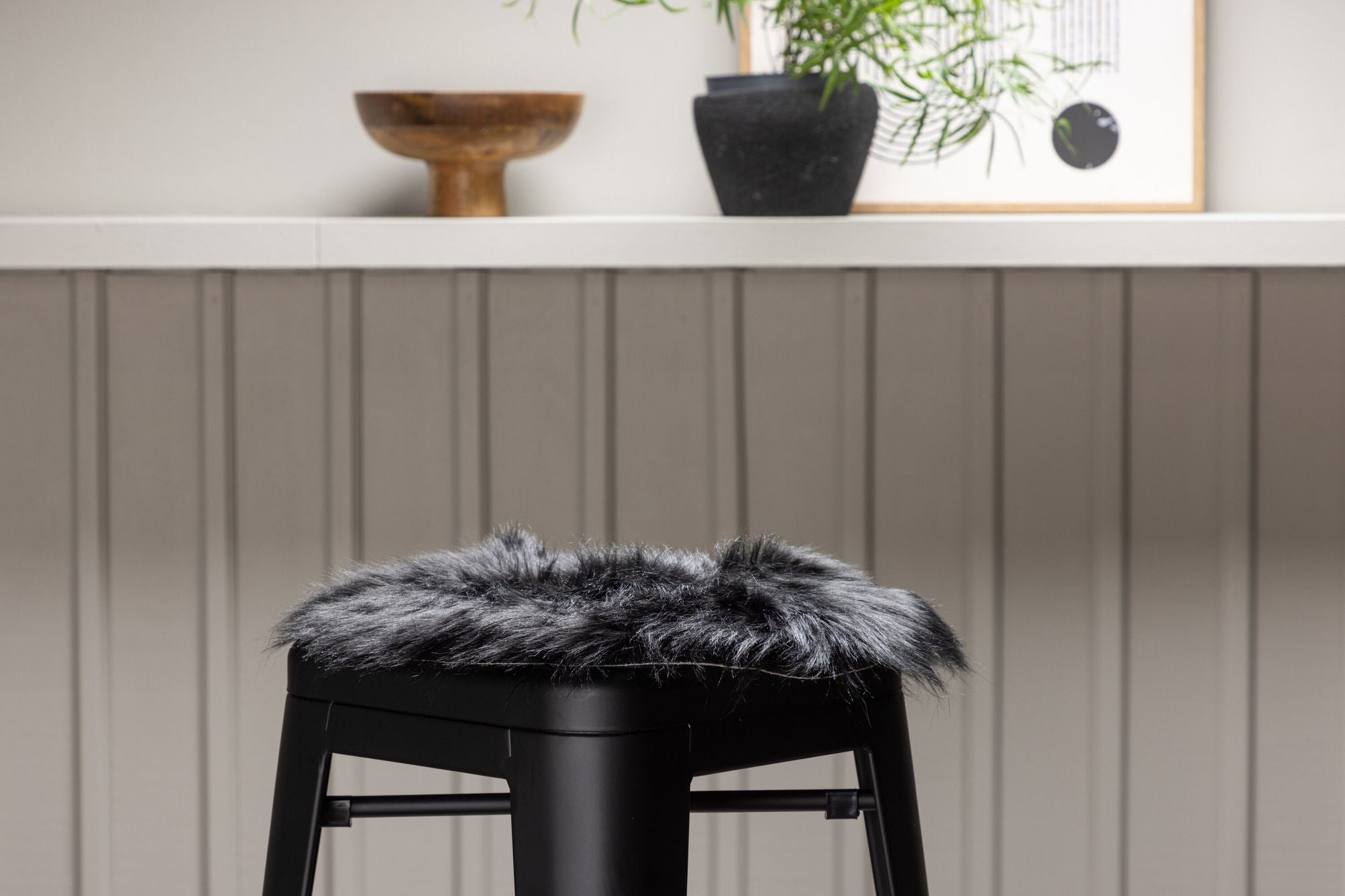 Venture Home Katy Polyester Fake Fur - 34*34- -rund-Black