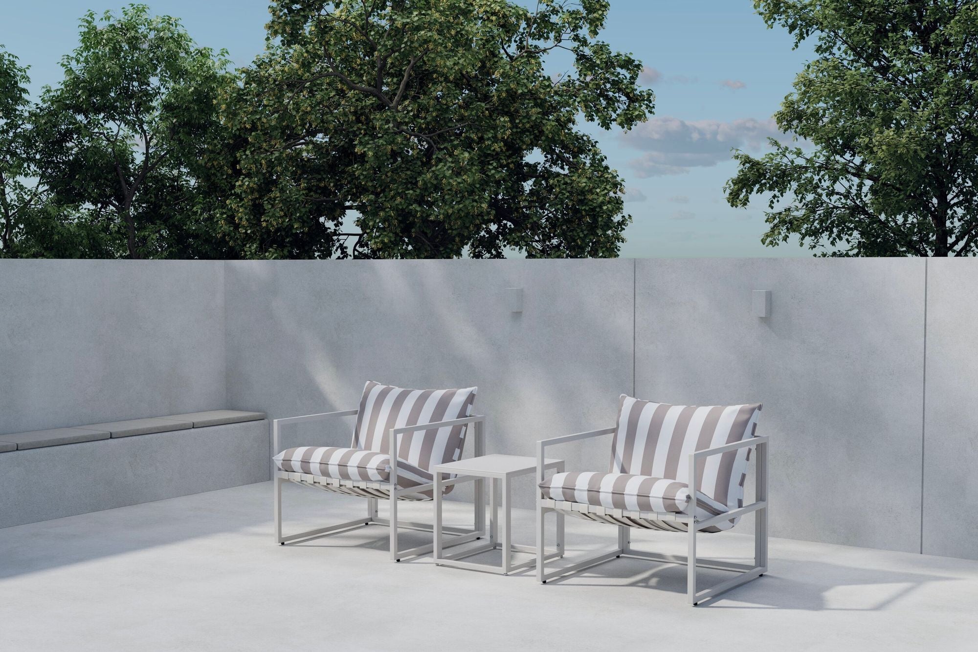 Venture Home Messina Lounge Set - Beige / Stripe White Beige