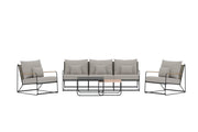 Venture Home Palazzo Sofa Set - Black / Beige Boucle fabric
