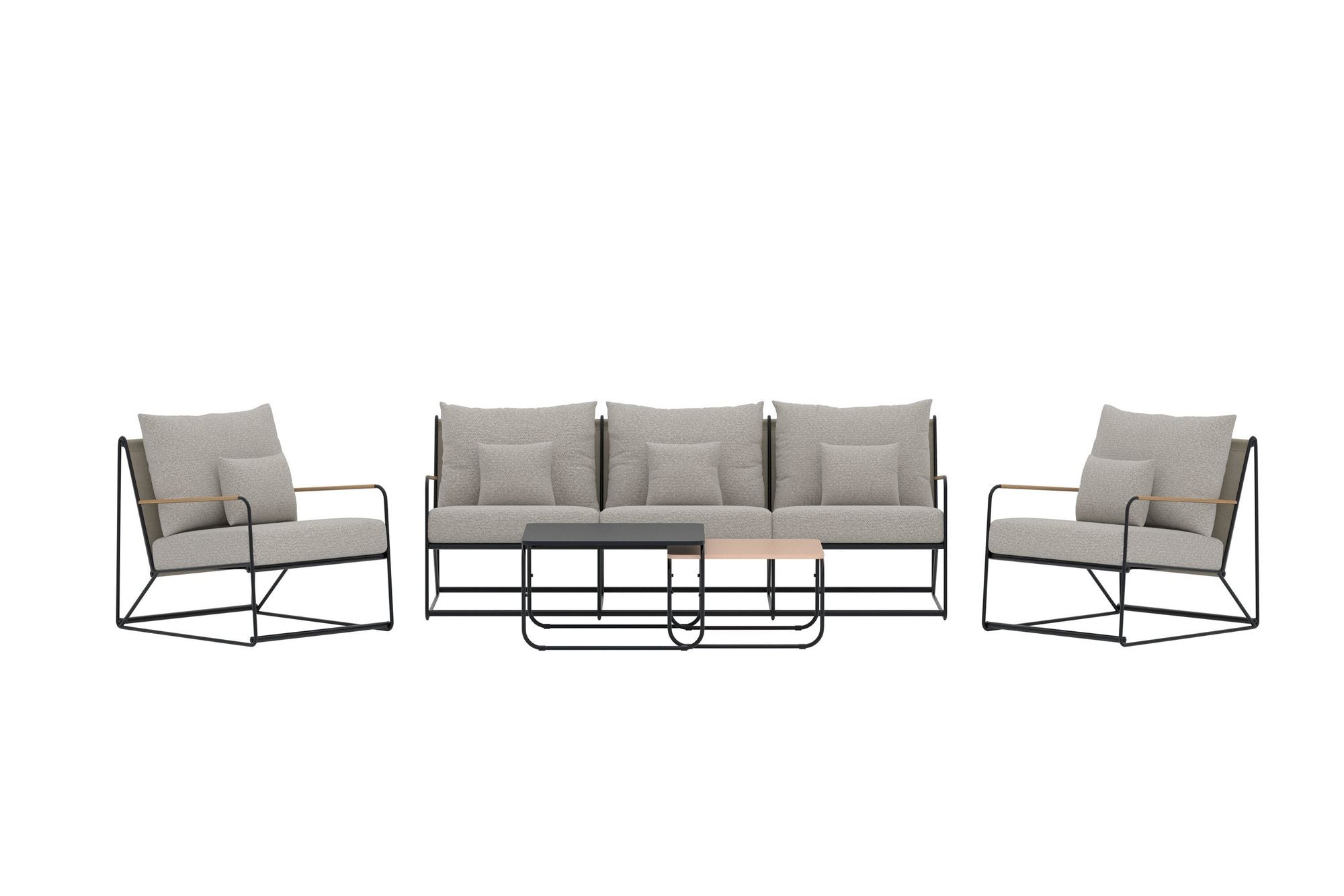 Venture Home Palazzo Sofa Set - Black / Beige Boucle fabric