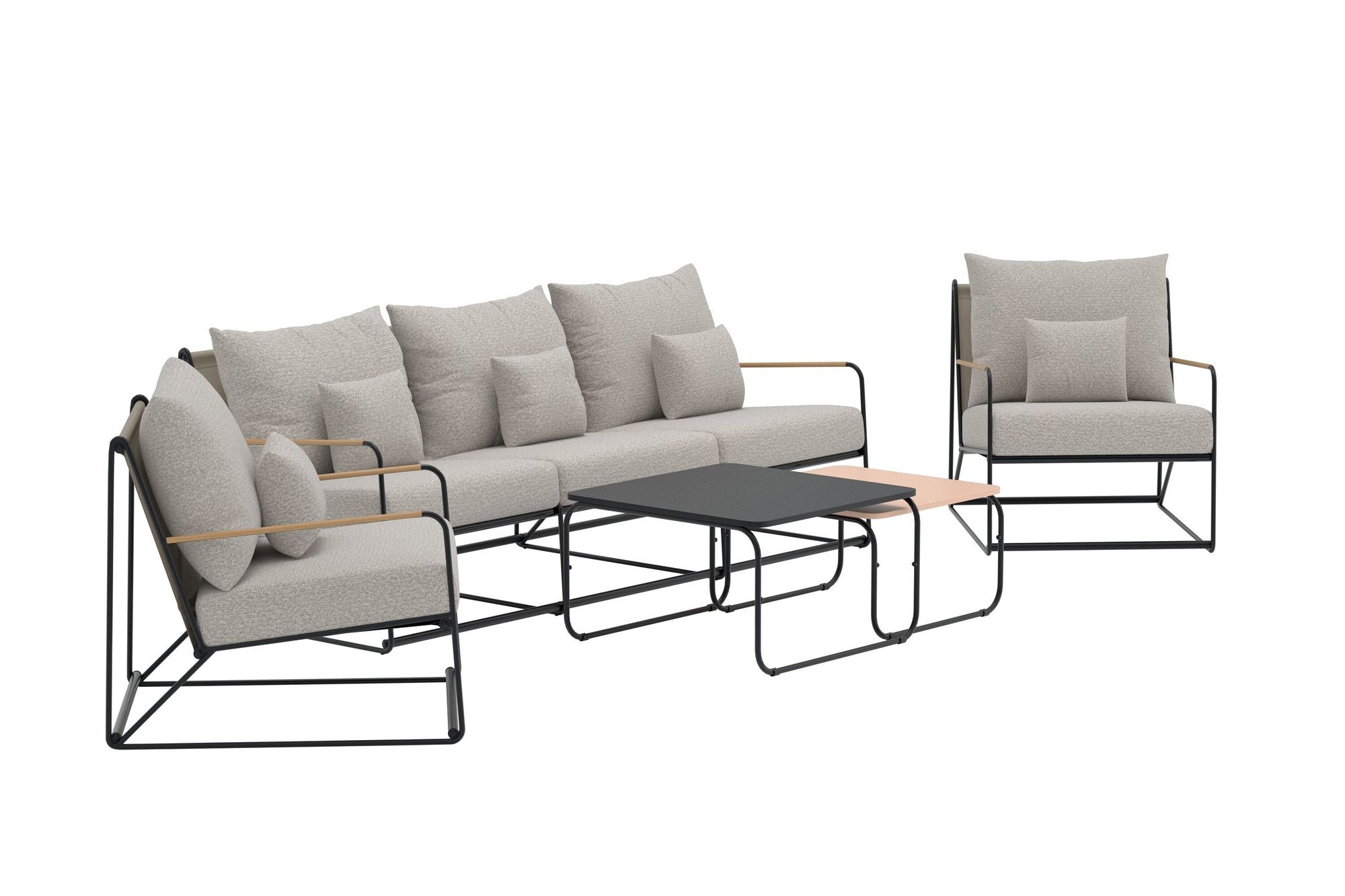 Venture Home Palazzo Sofa Set - Black / Beige Boucle fabric