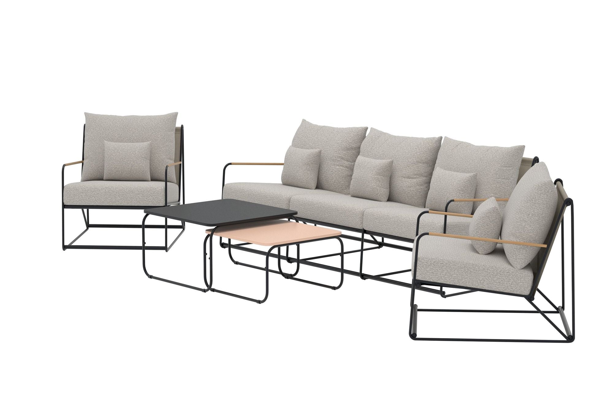 Venture Home Palazzo Sofa Set - Black / Beige Boucle fabric