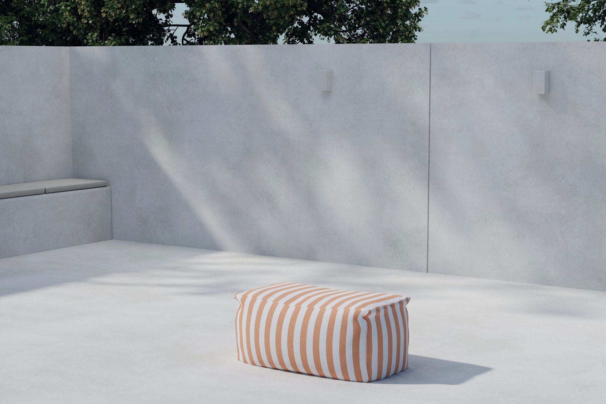 Venture Home Redang Ottoman Fabric - White/ Peach Striped / 75*40*33