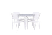 Venture Home Break - spisebord rund- White / Grey - Alu / Aintwood - 120ø +Santorini Arm stol (Stackable) - White Alu / White Textilene _4