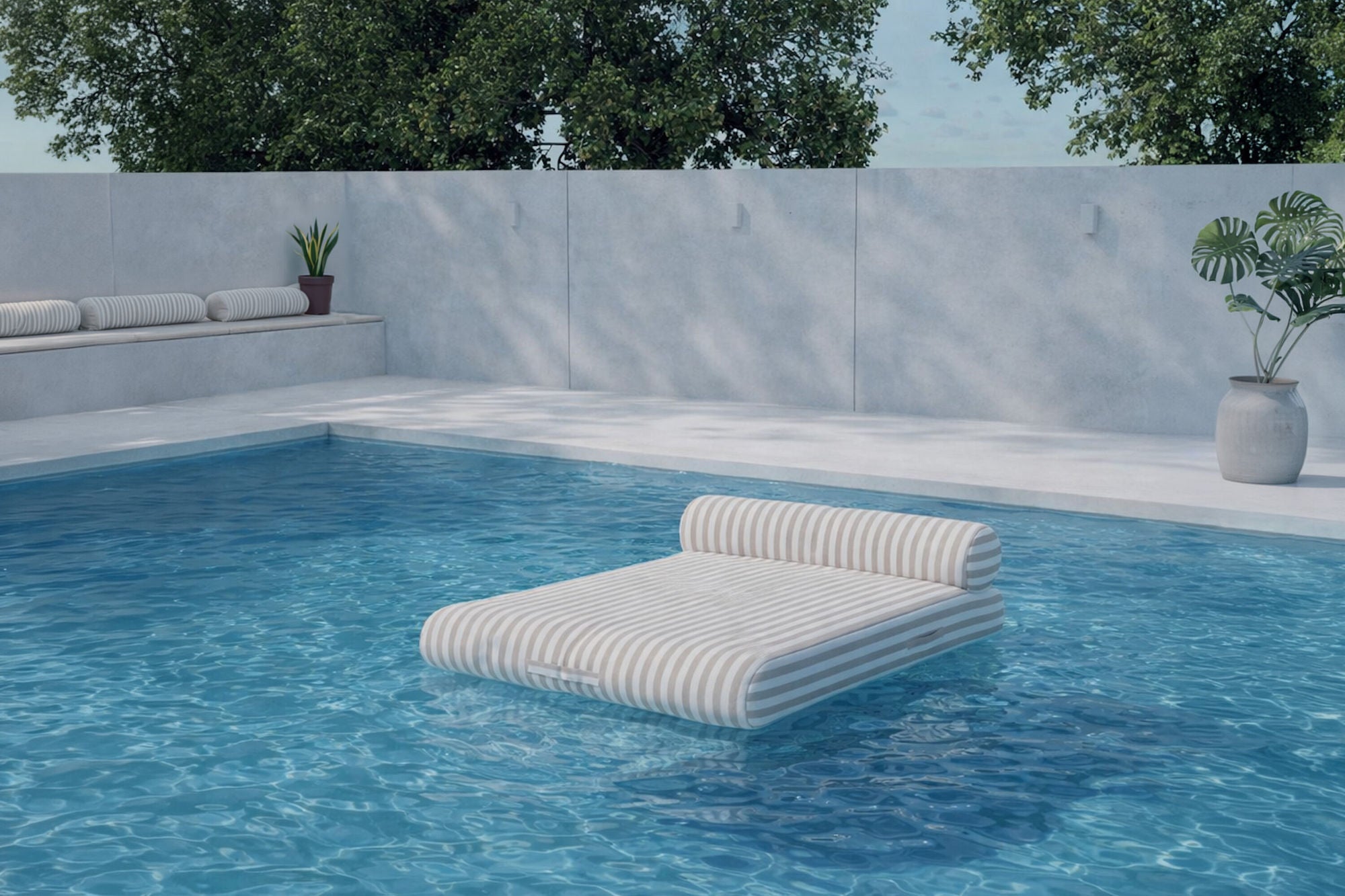 Venture Home Redang Inflabord Lounger 188x135x22+D29 cm - White / Beige Striped