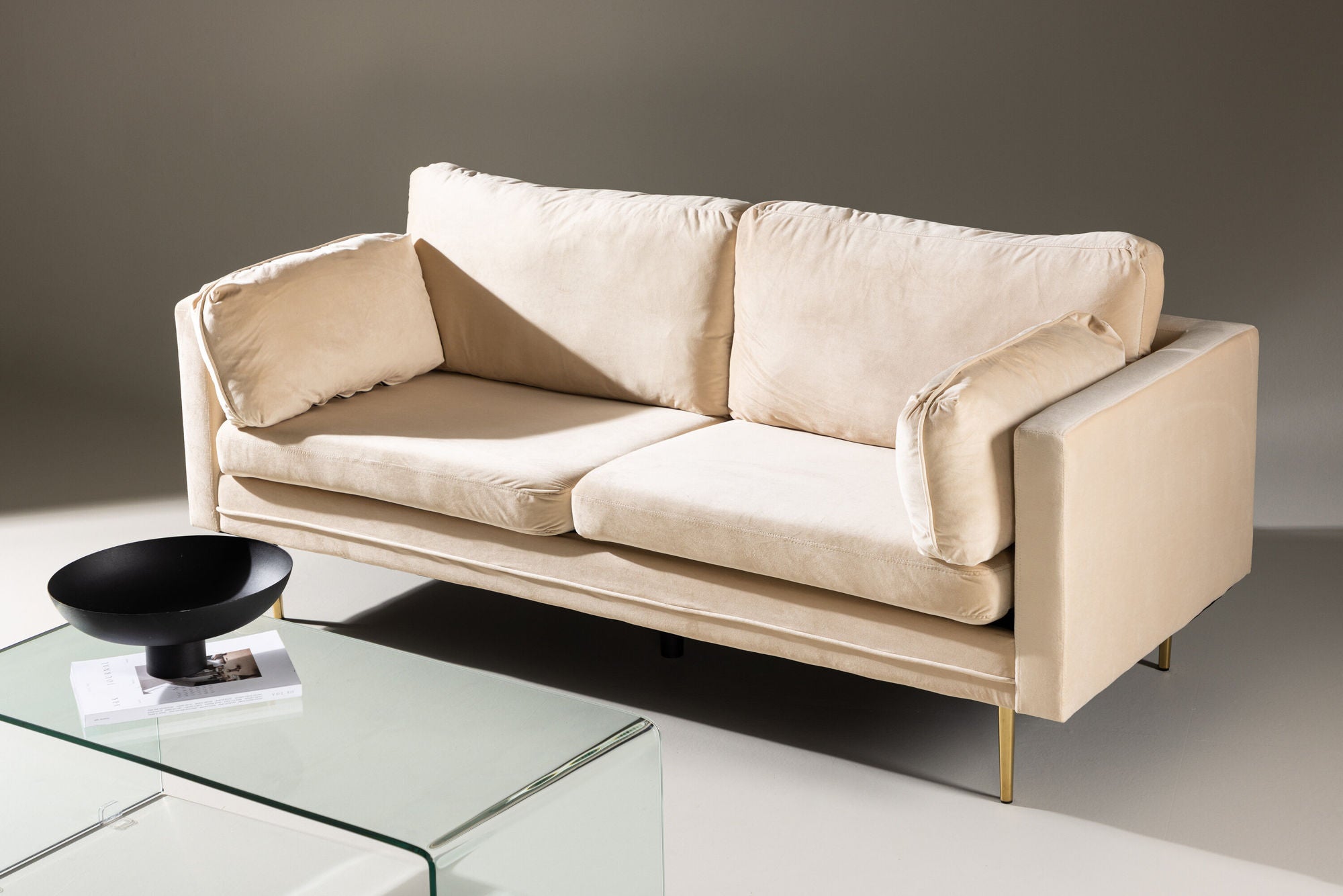 Venture Home Boom - 3 seat sofa Velvet - Creme