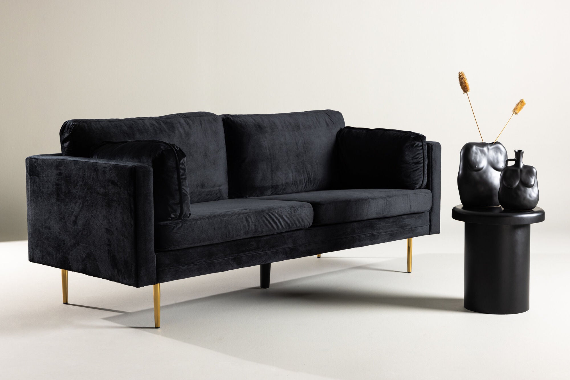 Venture Home Boom - 3 seat sofa Velvet - Black