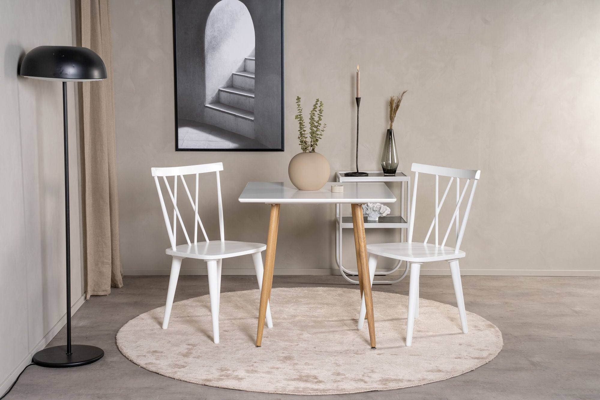 Venture Home Polar dining bord 80*80cm - White /oak-look legs