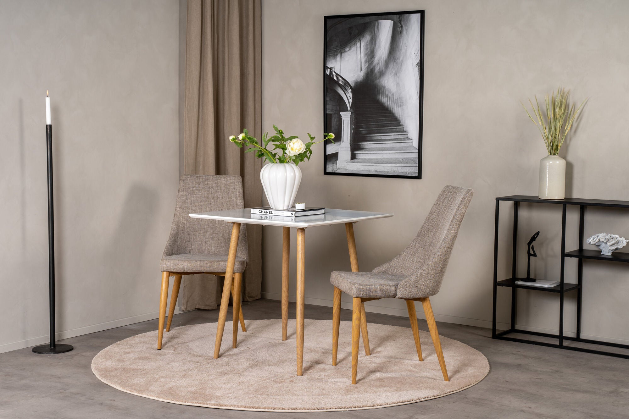 Venture Home Polar dining bord 80*80cm - White /oak-look legs