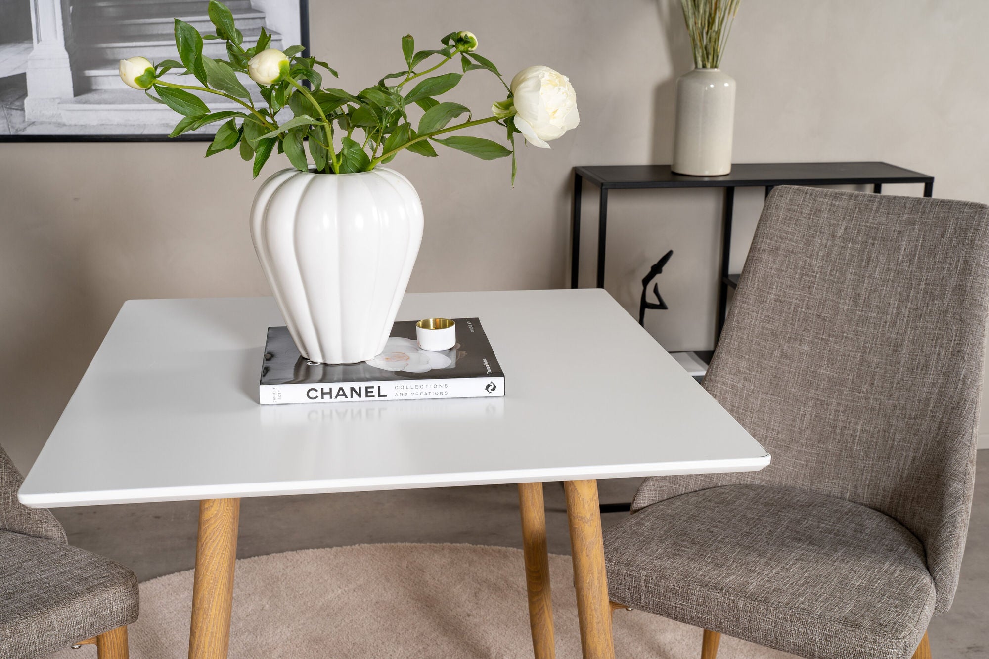 Venture Home Polar dining bord 80*80cm - White /oak-look legs