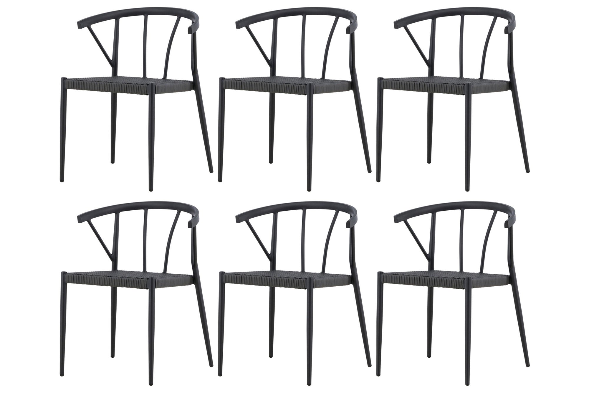 Venture Home Stina - Spisebordsstol 6-pack - Black - Alu/Wicker